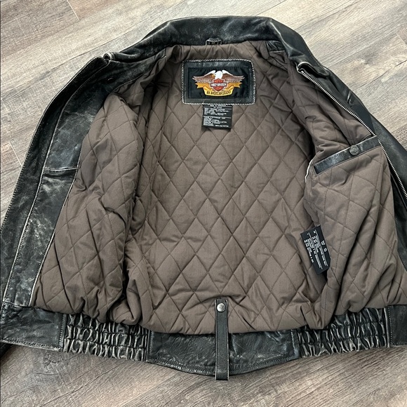 Harley-Davidson Black Distressed Leather Jacket - Picture 9 of 15